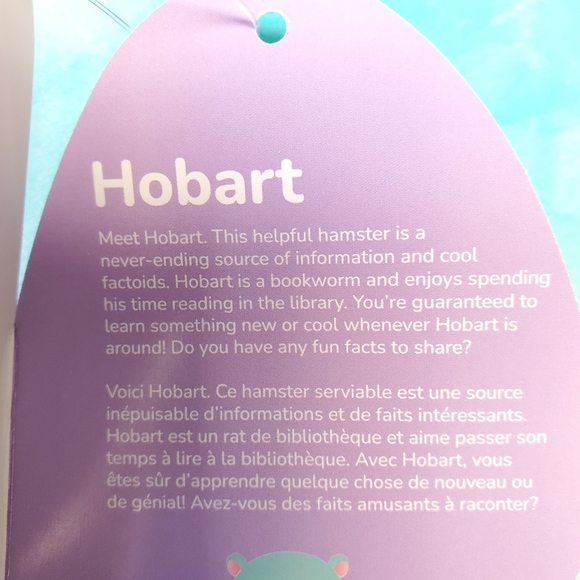 Hobart Hugmees Squishmallows 18 Inch BNWT Teal Hamster Easter Plush Toy - Picture 7 of 8